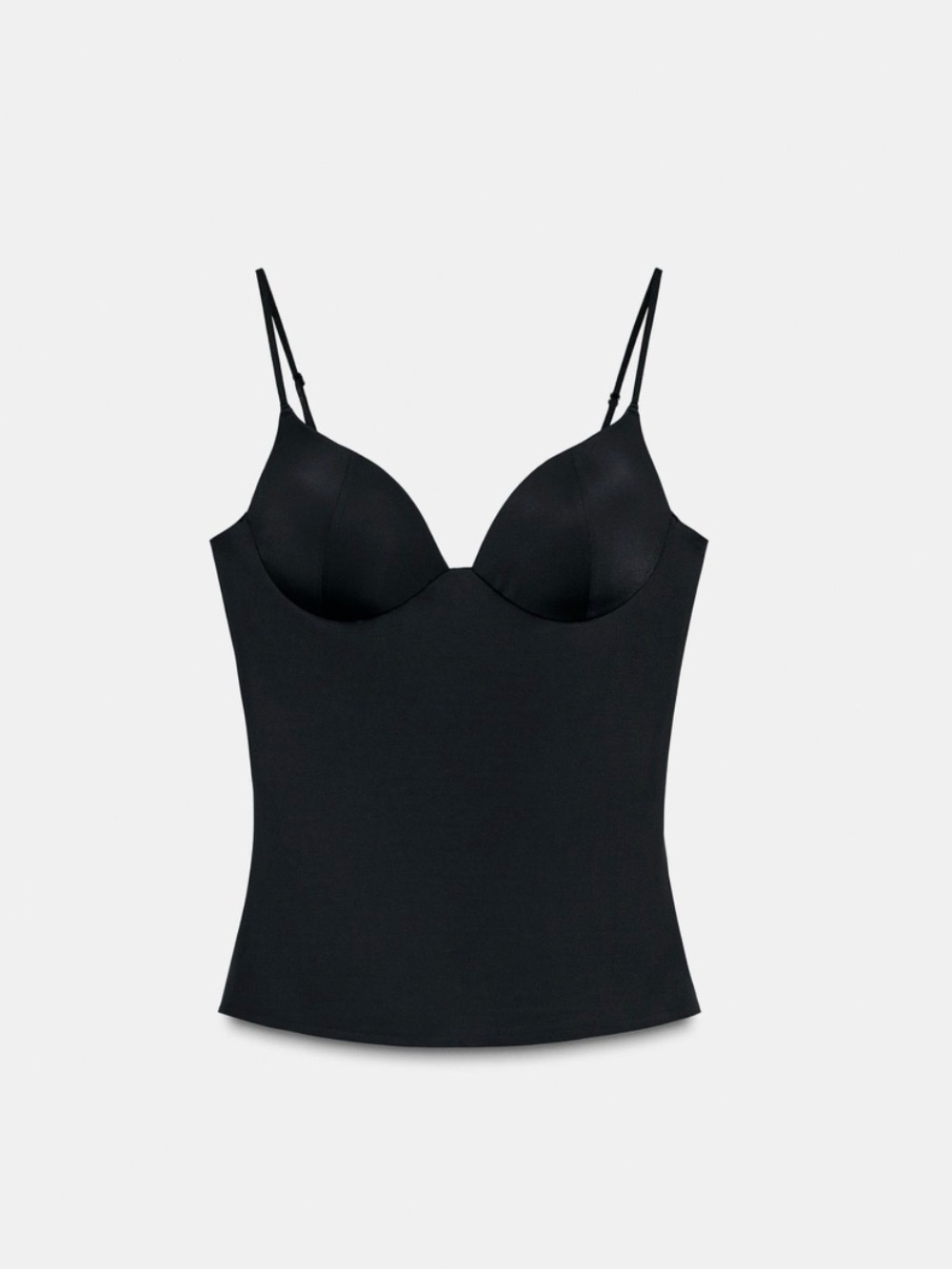 Zara Seamless Black Shaping Camisole with Built-In Cups